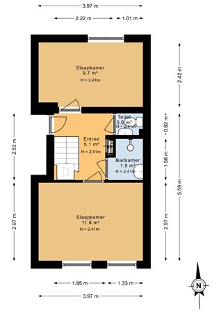 Floorplan - Levendaal 108, 2311 JN Leiden